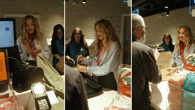 Rita Ora befason klientët e një dyqani duke shërbyer si arkëtare (Video)