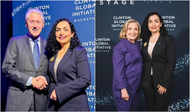 Vjosa Osmani takohet me çiftin Clinton në New York