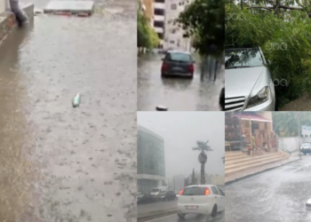 Video – Moti i keq përmbyt Tiranën, rëndohet trafiku. Probleme edhe në qytete të tjera