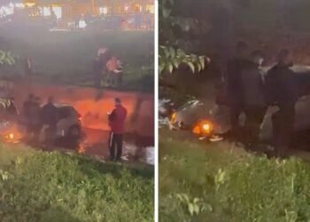Aksident i frikshëm në Tiranë, makina “fluturon” nga rruga dhe përfundon në Lanë