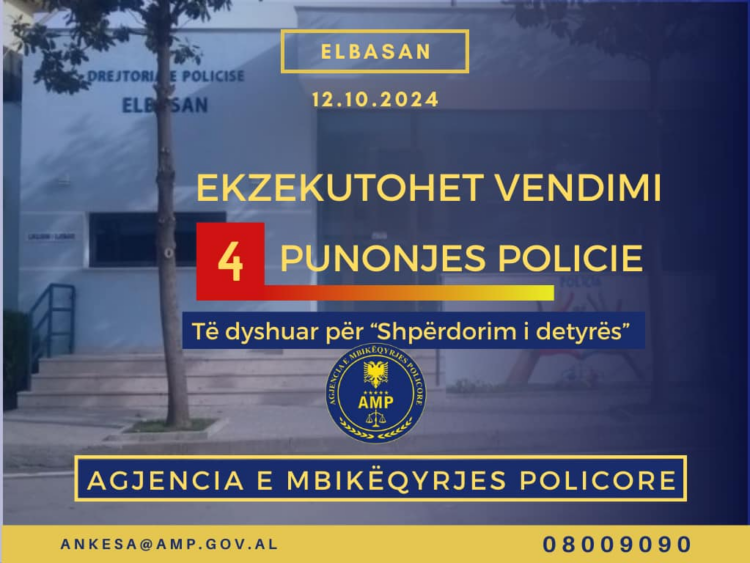 AMP pezullon 4 policë në Elbasan