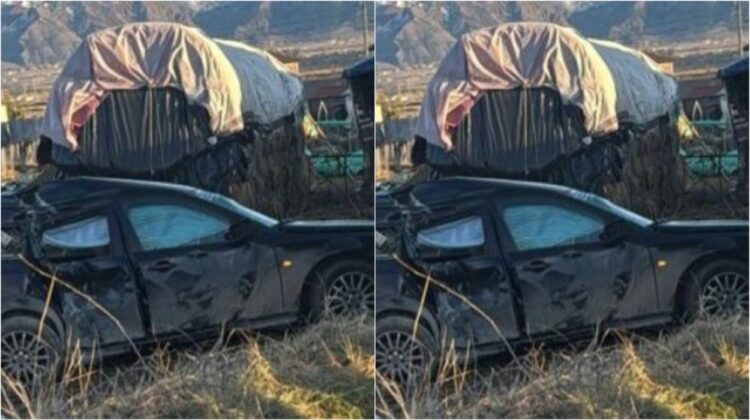 Aksident në Korçë, makina del nga rruga dhe përfundon në parcelë