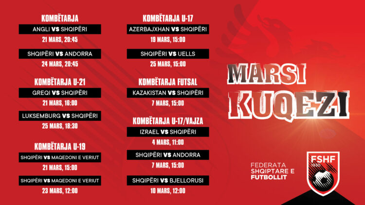Marsi rikthehen emocionet e Kombëtares, 12 ndeshje të programuara për ekipet kuqezi