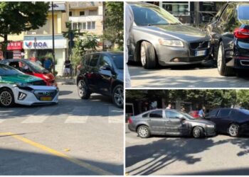 Aksident në Tiranë/ “Taksi Lux” përplaset me dy automjete të tjera