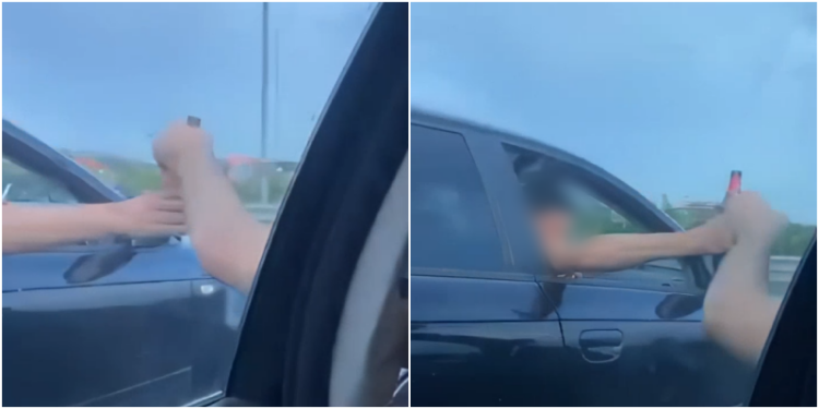 ‘Çmenden’ të rinjtë! Shkëmbejnë birrat nga makina në makinë në mes të autostradës (Video)