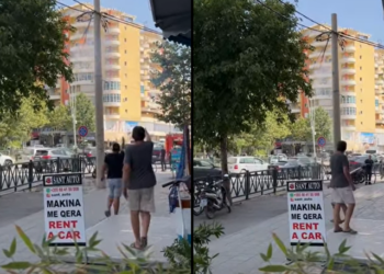 Çudira nga Vlora / Zjarrfikësi i hedh ujë shtyllës elektrike që bënte masë, habiten edhe turistët e huaj (VIDEO)