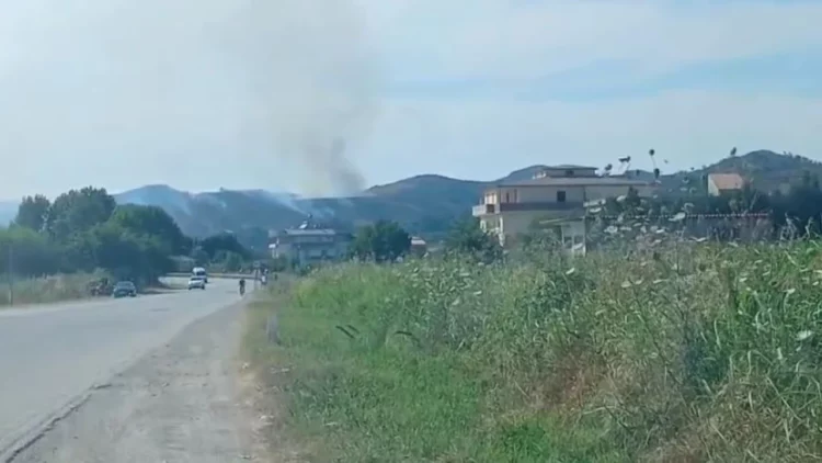 Zjarr në kodrat e Peqinit, nuk e shuan as ndërhyrja e 2 helikopterëve