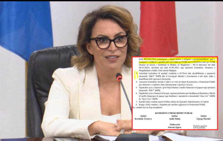 Shkresa për Eni Vasilin: Jepjani Renis Tërshanës tenderin 9.1 milionë euro për sistemin e dekoderave të RTSH