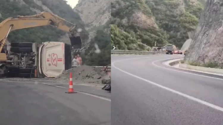Përmbyset kamioni me ngarkesë në “Shkallën e Tujanit”, plagoset shoferi