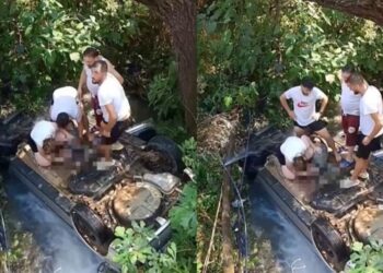 VIDEO – Aksident në aksin Sarandë-Gjirokastër, automjeti përfundon në kolektorin e ujërave