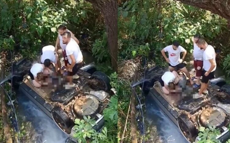 VIDEO – Aksident në aksin Sarandë-Gjirokastër, automjeti përfundon në kolektorin e ujërave