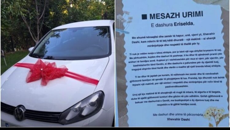 Vjehrri i dhuron makinë nuses së djalit në Përrenjas: Je shtylla e shtëpisë