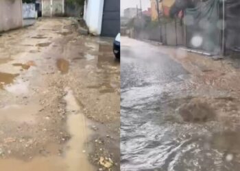 Përmbytet rruga ‘Shefqet Kuka’ në Tiranë, sapo ishin bërë kanalizimet e reja