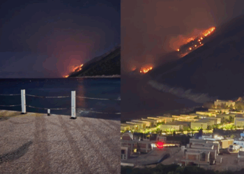 Zjarr në afërsi të Gjirit të Gramës në Vlorë