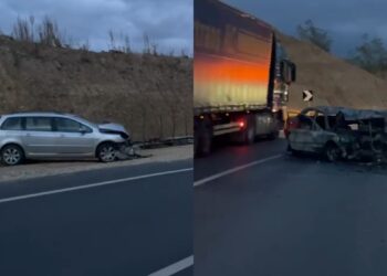 Aksident në Qafë Plloçë/ Makinat përplasen “kokë më kokë”, “Benz”-i shpërthen në flakë
