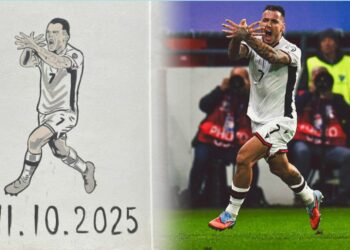 Rey Manaj bëhet ikonë në mur – Mitrovica e nderon për golin ndaj Serbisë