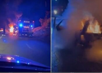 Momente paniku në Pukë, automjeti përfshihet nga flakët në mes të rrugës