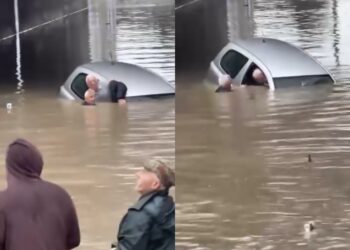 Makina fundoset në nënkalimin e përmbytur, qytetarët mezi arrijnë të shpëtojnë