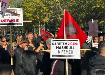 “Mos votoni kundër fëmijëve”/ Protestë kundër projektligjit për barazinë gjinore para Kuvendit