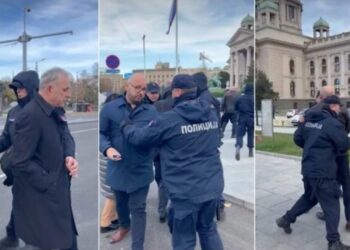 Serbi, policia bllokon deputetët e opozitës, nuk lejohen të hyjnë në parlament