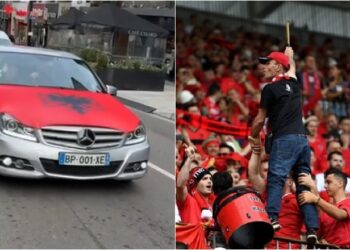 Tifozët e Kombëtares nisin festën në Andorra me flamuj dhe plisa