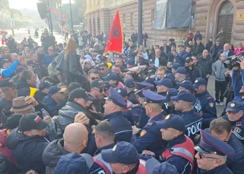 ‘Shqipëria Bëhet’ proteston para Kryesisë së Kuvendit, përplasen me policinë