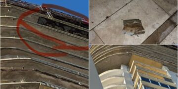 Shkëputet suvaja nga pallati 22-katësh në Durrës, dëmtohen automjetet e parkuara