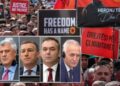 “‘Liria ka emër’, shqiptarët në Shkup protestojnë në mbështetje të ish-krerëve të UÇK-së