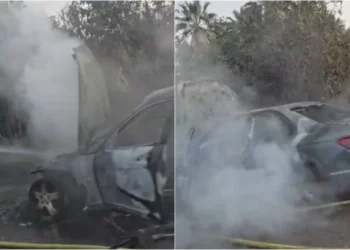 Përfshihet nga flakët një makinë në Unazën e Re në Tiranë