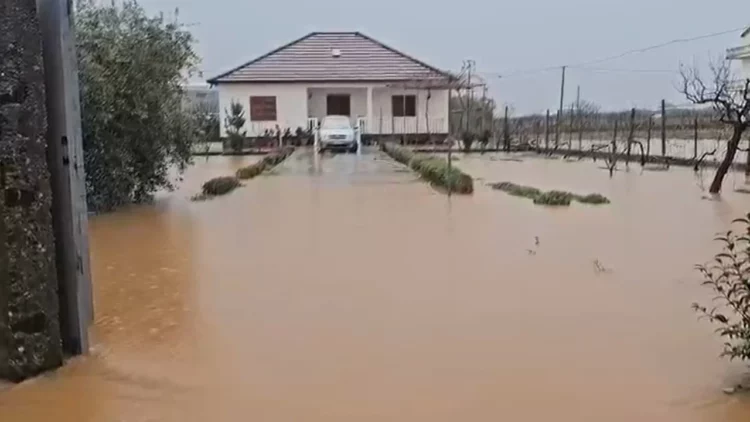 Reshjet e shiut bllokojnë rrugët në Malësi të Madhe, uji mbulon oborret e shtëpive