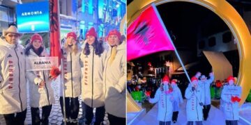 Kuqezi në skenën olimpike, Denni Xhepa dhe Lara Colturi parakalojnë me flamurin shqiptar