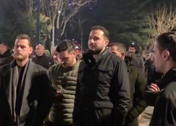 Salianji i bashkohet protestës së PD, i distancuar nga Berisha dhe i rrethuar nga një grup të rinjsh
