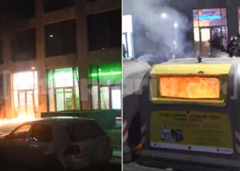 Hidhen molotovë në koshat e mbeturinave dhe në derën e një biznesi (VIDEO)