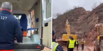 Rruga Librazhd–Qafë Thanë e bllokuar nga shembja, pacientja kalon lumin me barrelë