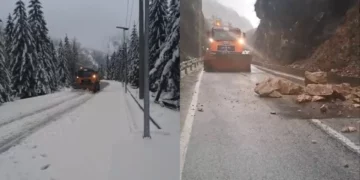 Reshje shiu dhe dëbore në Kukës, rënie gurësh në aksin Bajram Curr-Valbonë