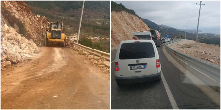 Kompania ‘Gjoka konstruksion’ kryen shpërthime me tritol, bllokohet nga shkëmbinjtë rruga e Dhërmiut