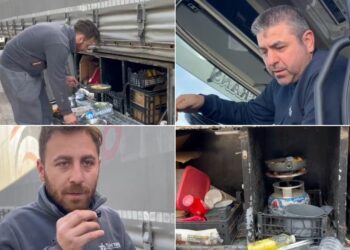 Kamionistët turq të bllokuar nga shembja e rrugës në Librazhd: Prej tre ditësh kemi mbetur pa bukë dhe ujë