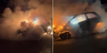 Zjarri shkrumbon makinën në Korçë, nis hetimi për ngjarjen