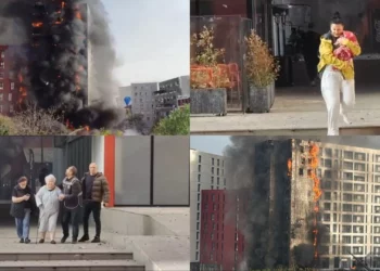 Pamje dramatike nga zjarri pranë QSUT-së, flakët përpijnë pallatin. evakuohen banorët