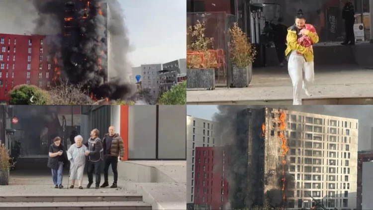 Pamje dramatike nga zjarri pranë QSUT-së, flakët përpijnë pallatin. evakuohen banorët
