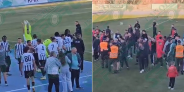 Kaos në Korçë pas ndeshjes/ Tifozët sulmojnë futbollistët e Laçit gjatë festës