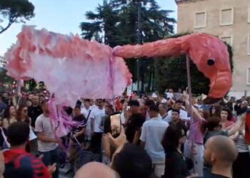 Protesta/ Mikrofoni u jepet pensionistëve! Rikthehen ‘flamingot’ në paradë, bashkohen edhe dhitë