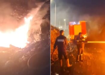 Tymi pushton qytetin e Vlorës, përfshihet nga flakët fusha e mbetjeve