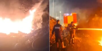 Tymi pushton qytetin e Vlorës, përfshihet nga flakët fusha e mbetjeve