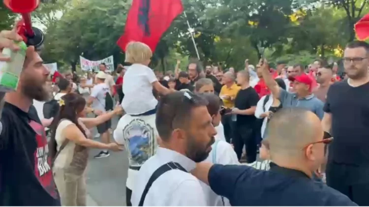“Rama n’burg, Berisha n’burg”/ Tensione te selia e PD-së, përplasje mes protestuesve dhe demokratëve