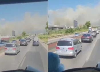 Bie zjarr në Koxhas të Shijakut, tymi i zi mbulon autostradën Durrës-Tiranë
