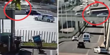 (VIDEO) Pamjet e momentit të aksidentit, betonierja futet me shpejtësi në rrethrrotullim, përplas Audi-n dhe bie nga lartësia