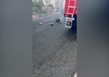 ‘Largohuni!’ Pas zjarrit, rrezik i ri në Abaze të Krujës, gurët shkëputen nga mali