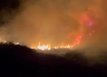 Zjarr i madh në Qishbardhë të Vlorës, era e fortë favorizon përhapjen e flakëve