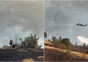 Situatë problematike me zjarrin në Librazhd, flakët përhapen drejt zonave të banuara